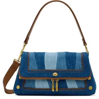 Hammitt Beverly Medium Denim Shoulder Bag in Silverlake/Antique Gold at Nordstrom