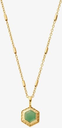 Chlobo Happiness Gold Plated Aventurine Hexagon Necklace GNCC3443