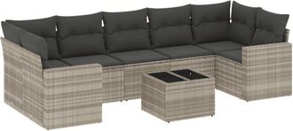 vidaXL Vidaxl - Set De Sof&aacute;s De Jard&iacute;n 8 Pzas Y Cojines Rat&aacute;n Sint&eacute;tico Gris