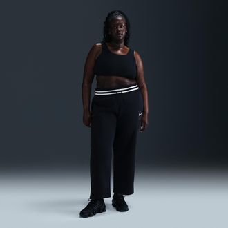 Nike Womens Nike Sportswear Phoenix Fleece High-Waisted Wide-Leg Graphic Pants (Plus Size) in Black | HJ0911-010