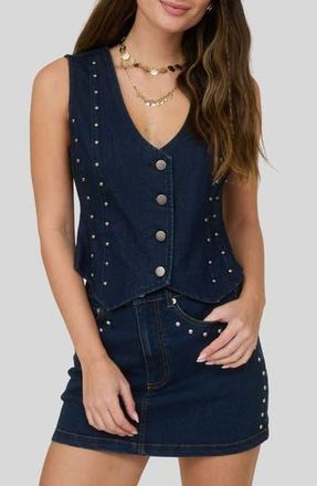 Blu Pepper Studded Button Front Vest in Denim at Nordstrom Rack, Size Medium