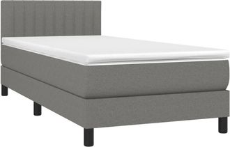 vidaXL Cama Box Spring Con Colch&oacute;n Tela Gris Oscuro 80x200 Cm Vidaxl