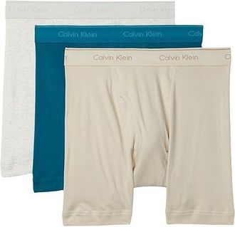 Calvin Klein Underwear Cotton Classics 3-Pack Boxer Brief Mens Underwear Snow Heather/Teal Marine/Oyster Gray : 2XL
