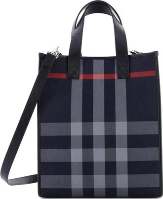 Burberry Book Check E-Canvas Medium tote bag - Blu