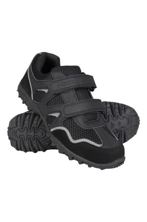 Mountain Warehouse Mars Kids Non Marking Shoes - Lightweight, Breathable, Comfortable, Hook & Loop Straps, Boys & Girls - for Spring Summer & Outdoors Black Junior Shoe 
