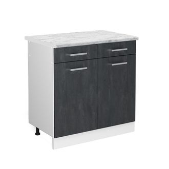 Vicco Mueble Bajo De Cocina R-line, Hormig&oacute;n Negro, 80 Cm Et M&aacute;rmol