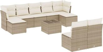 vidaXL Juego De Sof&aacute;s Jard&iacute;n Con Cojines Beige 10 Pzas Rat&aacute;n Sint&eacute;tico Vidaxl