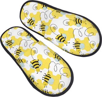 Generic Women Men House Slippers Cheerful Bumble Bees House Slippers For Women Lightweight Lining Shoes For Indoor Outdoor, For Indoor Outdoor, Travel, Hotel,