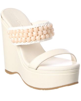 Jimmy Choo London Leather & Raffia 130 Espadrille Sandal