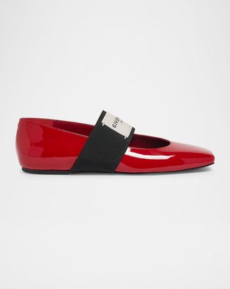 Givenchy Sliced Square Label Patent Leather Ballerina Flats