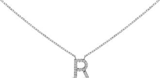 House of Brilliance 10K White Gold Diamond Accent A-Z Block Initial Pendant Necklace in White Gold | R at Nordstrom