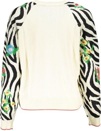 Desigual Elegant Crew Neck Sweater with Contrast Womens Details