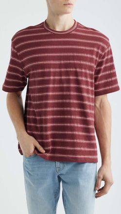Madewell Boxy Jacquard Stripe T-Shirt in Stripe Dusty Merlot at Nordstrom, Size Xx-Large
