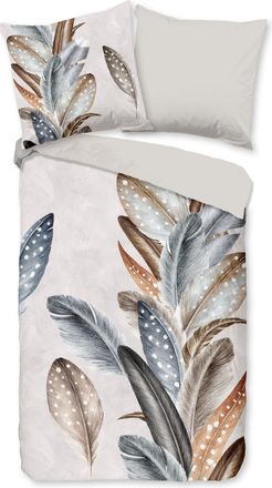 Good Morning Wendebettwäsche »Eina« 3 Stk. tlg. Biber, 135x200, Warm, Weich, Wendeoptik, Reissverschluss, Federn, Sand