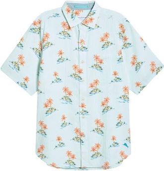 Tommy Bahama Nova Wave Island Hop Short Sleeve Seersucker Button-Up Shirt in Pale Opal at Nordstrom, Size Xxx-Large