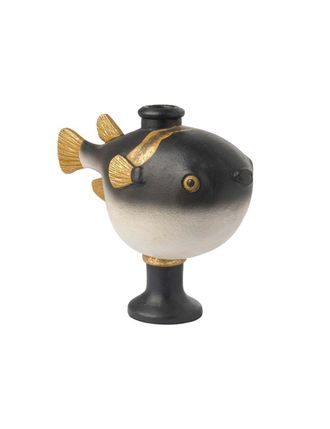 Abhika Kerzenständer Kugelfisch Schwarz Weiss H: 20 cm