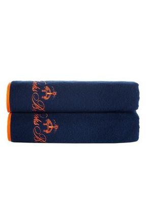 Brooks Brothers Contrast Frame Cotton Towel Set in Navy at Nordstrom Rack