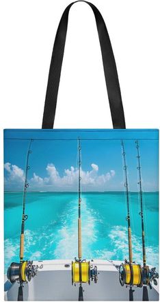 Generic Fishing Rod And Reel Tote Bag for Women Men Shoulder Bags Purses Pouch Handbags