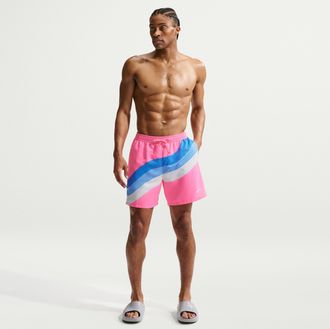 Nike Mens Swim Breaker 7 Fully Lined Volley Short in Pink | NESSG512-663