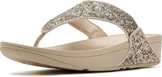 FitFlop Lulu Multi-Tonal Glitter Toe-Post Sandals Womens Sandals Platino/Silver : 10 M (B), Microfiber