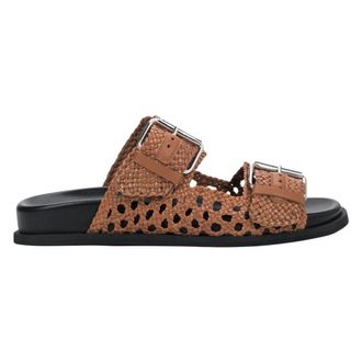 Guglielmo Rotta Sliders, female, Brown, Size: 10 US Premium Italian Leather Slides