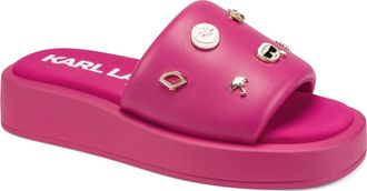 Karl Lagerfeld Opal Macaron Platform Wedge Slide Sandal in Hot Pink at Nordstrom, Size 6.5