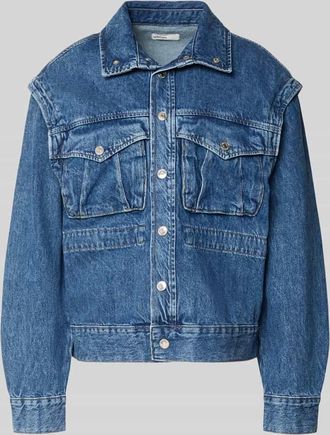 Gina Tricot Jeansjacke mit Pattentaschen Modell Isabel in Dunkelblau, Gr&ouml;&szlig;e XS