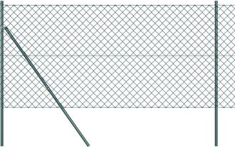 vidaXL Chain Link Fence with Posts Green 1.4 x 25 m Steel vidaXL