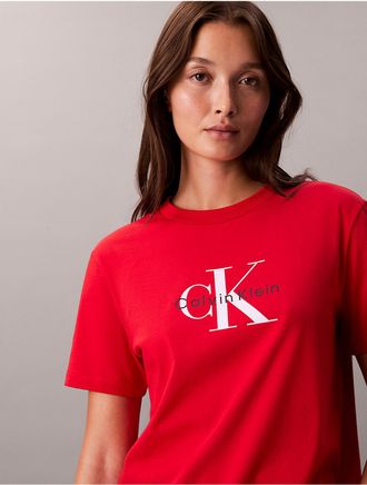 Calvin Klein Jeans Calvin Klein Womens Monologo Tee - Red - XS