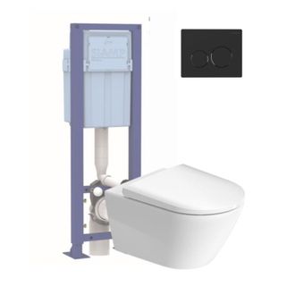 Duravit Pack Inodoro Suspendido Sin Reborde Duravit D-neo + Asiento + Soporte Siamp + Placa Negra