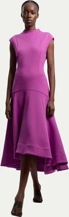 Karen Millen Ruffle Hem Sleeveless Midi Dress in Purple at Nordstrom, Size 12