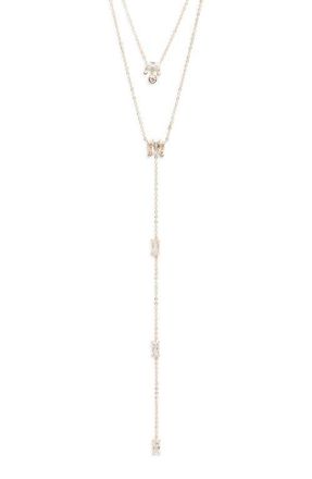 Nordstrom Layered Cubic Zircoina Y-Necklace in Clear- Gold at Nordstrom