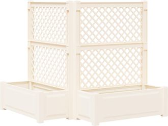 vidaXL Maceta Grande Con Trellis 2 Uds. Pp Blanco Vidaxl