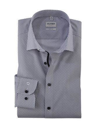 Olymp Businesshemd OLYMP Level 5, Herren, Gr. 46, N-Gr, grau (silbergrau), Web, Obermaterial: 97% Baumwolle, 3% Elastolefin, k&ouml;rpernah, 2-Knopf-Manschette, 