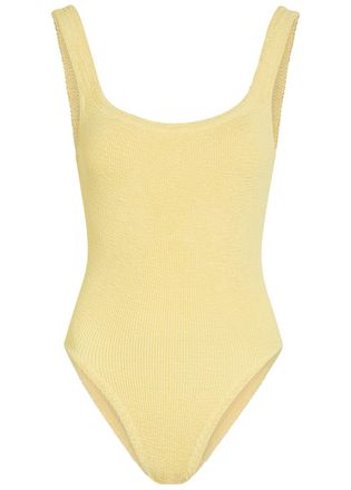 Hunza G Square-neck Crinkle Swimsuit - Yellow - One Size