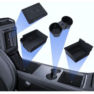OEM Accesorios Para Tesla Model Y 2021-2024 Y Model 3 2021-2023: Organizador De Consola Central, Caja De Almacenamiento Para El Reposabrazos, Caja De Alma