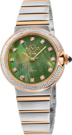 Gevril Group Sorrento Swiss Quartz Diamond Two-Tone Bracelet Watch, 32mm in Rose Gold/Silver at Nordstrom Rack
