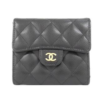 Chanel Black Bordeaux Grained Calfskin Wallet (Bi-Fold) (Pre-Owned)