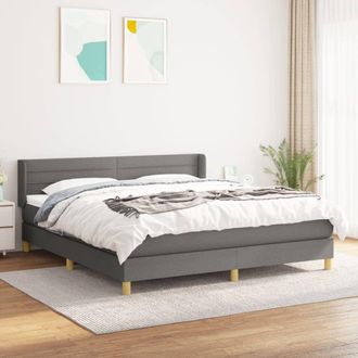 vidaXL Vidaxl - Cama Box Spring Con Colch&oacute;n Tela Gris Oscuro 180x200 Cm