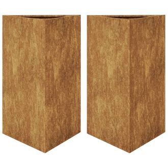 Berkfield Home Garden Planters 2 pcs Triangular 50x43x75 cm Corten Steel in Brown | Size: 50 x 43 x 75 cm