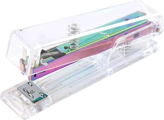 OEM Grapadora De Escritorio De Acr&iacute;lico Ultratransparente Con Dise&ntilde;o En Oro Mate. Estructura Duradera Y Resistente, Base Antideslizante. Ideal Para La Org