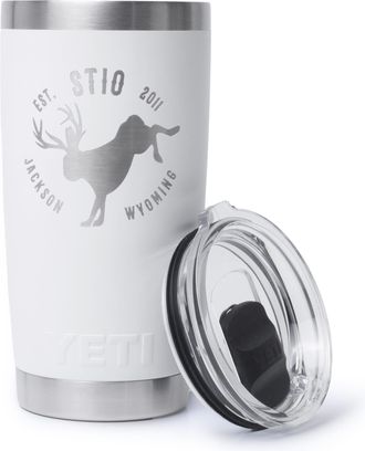 Stio | Unisex Bucking Jack Yeti Rambler 20oz Tumbler in White Bucking Jack Crest