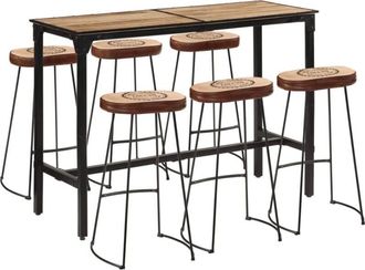 vidaXL vidaXL 7 Piece Bar Set Solid Rough Wood Mango and Metal