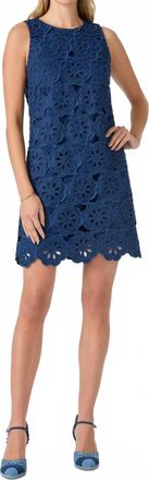 Trina Turk Womens Yakitori Dress In Kusho Embroidery Navy