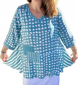 Iguana Joy Patches Top In Aqua Steel