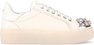 Kurt Geiger Womens Crystal Toecap Cupsole Sneakers - Cream - Size UK 7