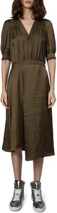 Zadig&Voltaire Ralia Satin Midi Dress in Bronze at Nordstrom, Size Large