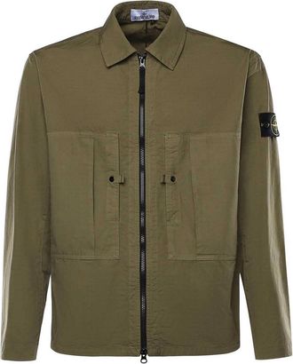 Stone Island Cotton Overshirt With Logo