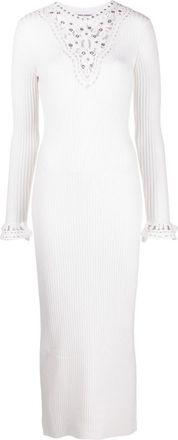 Paco Rabanne open-knit panel midi dress - women - Polyamide/Spandex/Elastane/Wool - M - White
