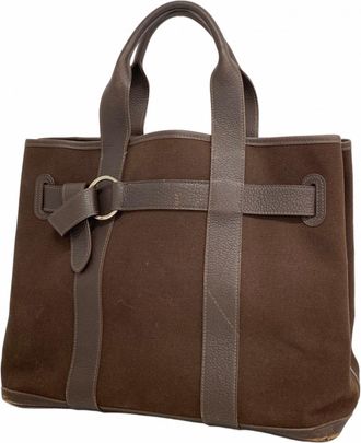 Herm&egrave;s Brown Canvas Tote Bag (Pre-Owned)